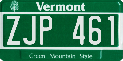 VT license plate ZJP461