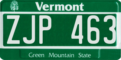 VT license plate ZJP463
