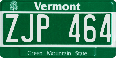 VT license plate ZJP464