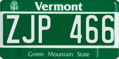 VT license plate ZJP466
