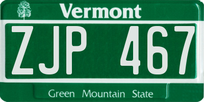 VT license plate ZJP467