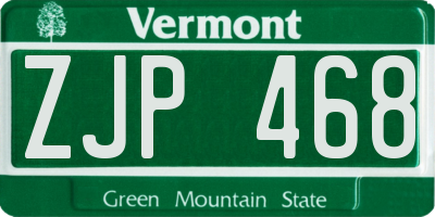 VT license plate ZJP468