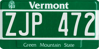 VT license plate ZJP472