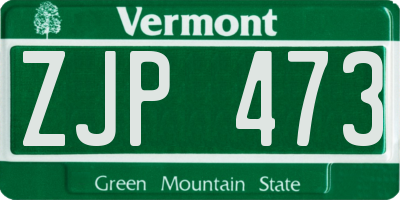 VT license plate ZJP473