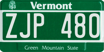 VT license plate ZJP480
