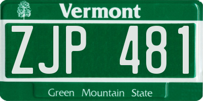 VT license plate ZJP481