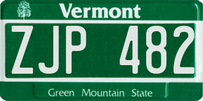 VT license plate ZJP482
