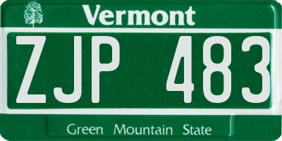 VT license plate ZJP483