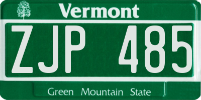VT license plate ZJP485