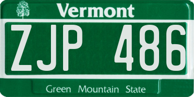 VT license plate ZJP486