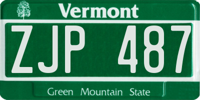 VT license plate ZJP487