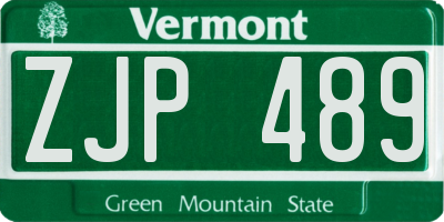 VT license plate ZJP489