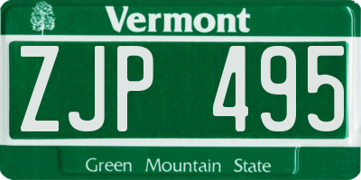 VT license plate ZJP495