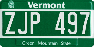 VT license plate ZJP497