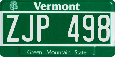 VT license plate ZJP498