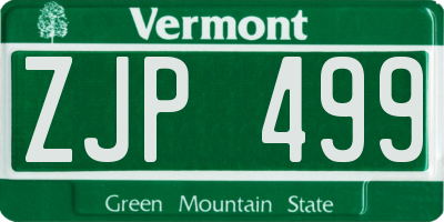 VT license plate ZJP499