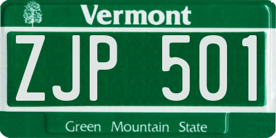 VT license plate ZJP501
