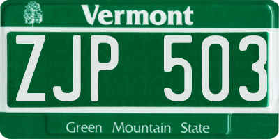 VT license plate ZJP503
