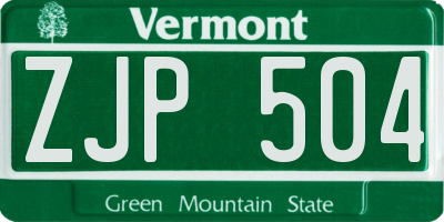 VT license plate ZJP504