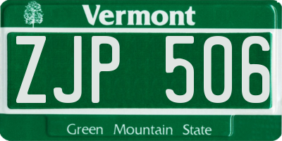 VT license plate ZJP506