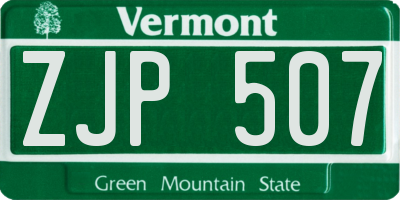 VT license plate ZJP507