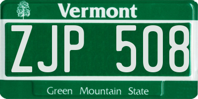 VT license plate ZJP508