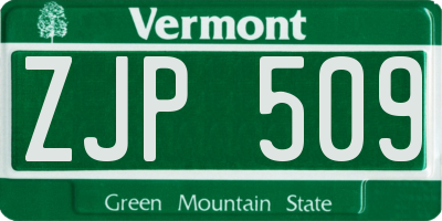 VT license plate ZJP509