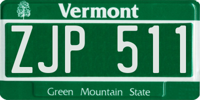 VT license plate ZJP511