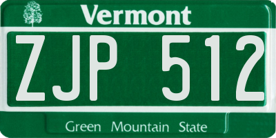VT license plate ZJP512