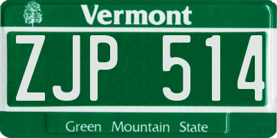 VT license plate ZJP514