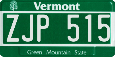 VT license plate ZJP515