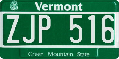 VT license plate ZJP516