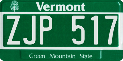VT license plate ZJP517