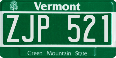 VT license plate ZJP521
