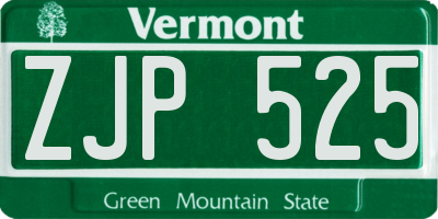 VT license plate ZJP525