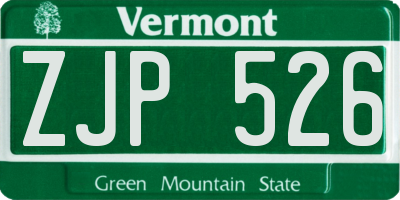 VT license plate ZJP526