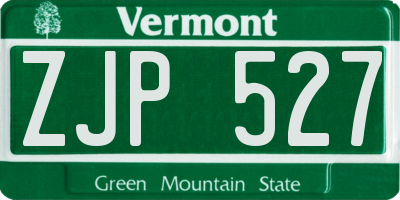 VT license plate ZJP527
