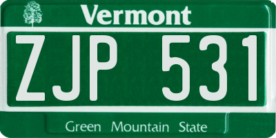 VT license plate ZJP531