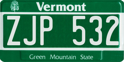VT license plate ZJP532