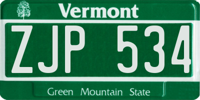 VT license plate ZJP534