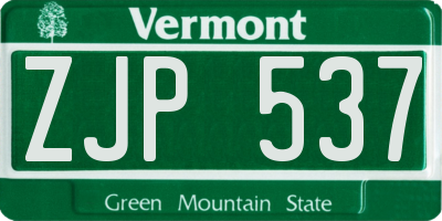 VT license plate ZJP537