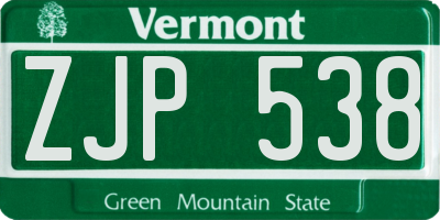 VT license plate ZJP538