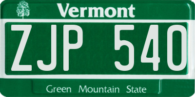 VT license plate ZJP540