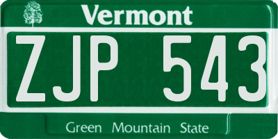 VT license plate ZJP543