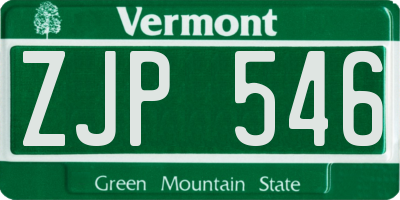 VT license plate ZJP546