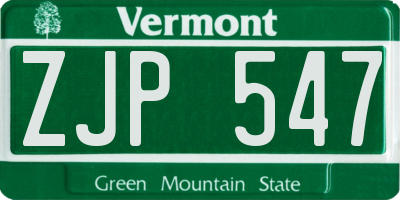 VT license plate ZJP547