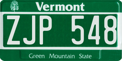 VT license plate ZJP548