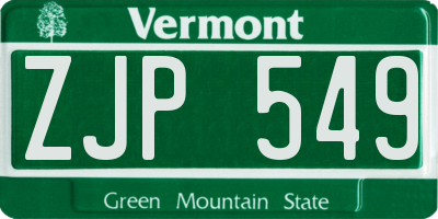 VT license plate ZJP549