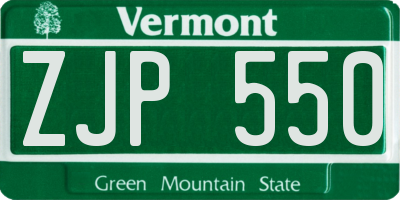 VT license plate ZJP550