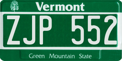 VT license plate ZJP552